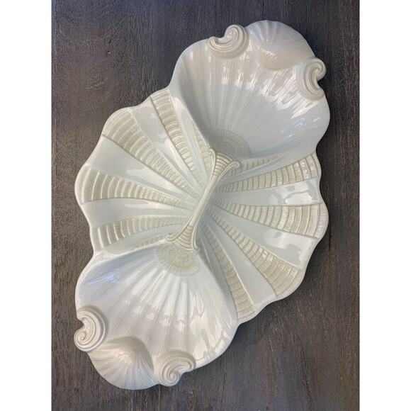 LENOX Butler's Pantry 4-Part Relish Dish White Shell Serving Platter 17.5" VGUC - Picture 2 of 10